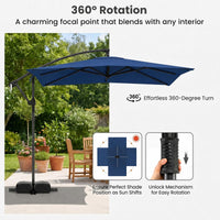 2.8M Patio Umbrella with Weighted Base Sandbags and Push Button Tilt for Garden