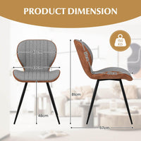 Set of 2 Armless Dining Chair Accent Chairs w/Curved Backrest U-shaped Seat