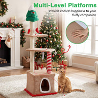 Christmas Cat Tree, 132 cm Multi-Level Cat Tower with Cat Condo