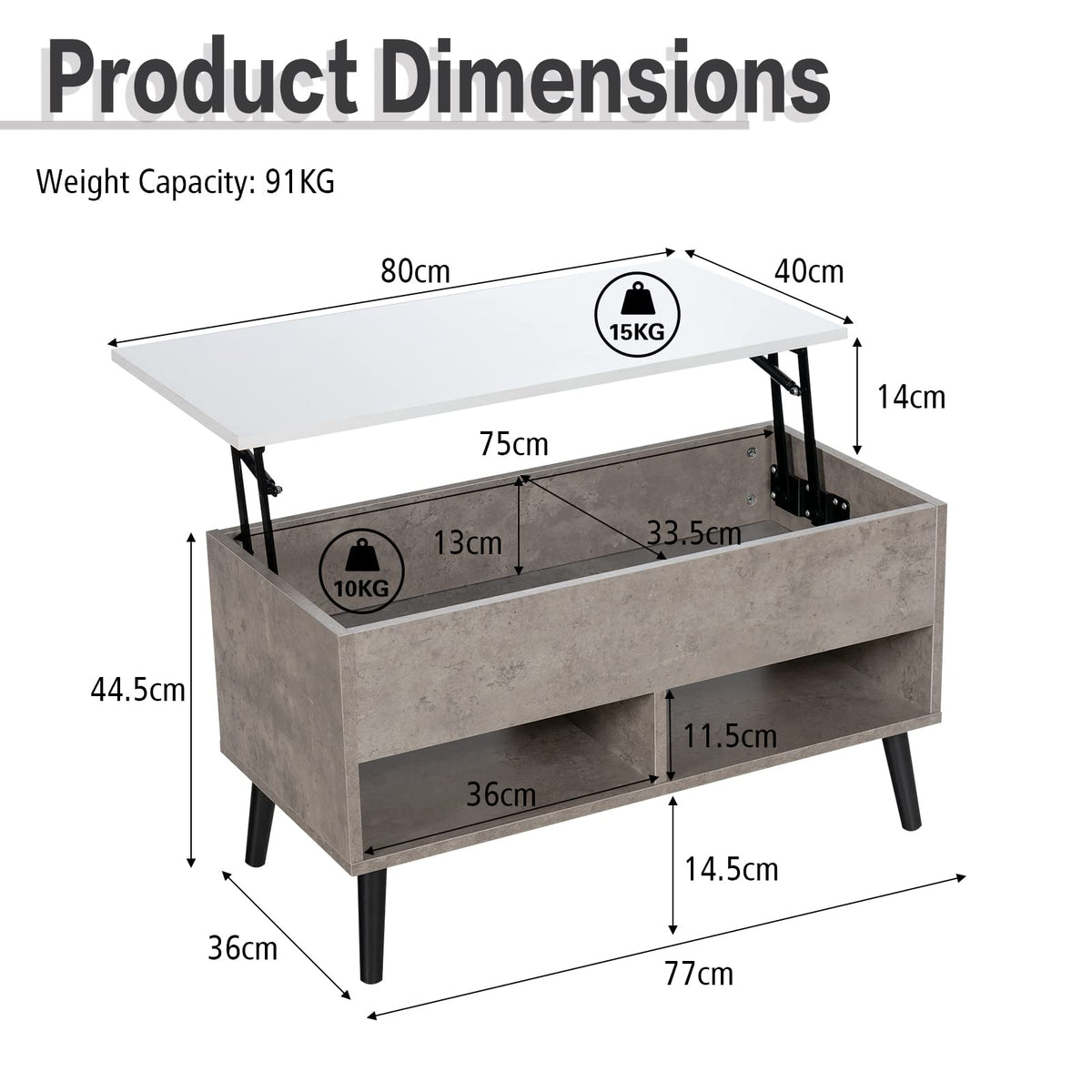 Giantex Lift Top Coffee Table, Wooden Lift Top Dining Table w/Hidden Storage Compartment & 2 Storage Shelves