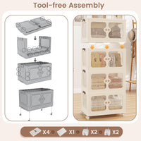 4-Tier Stackable Storage Bins with Lid 212L Closet Storage Organizer