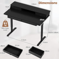 Giantex Electric Standing Desk 140cm w/Monitor Stand&Drawers