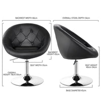 Giantex Swivel Vanity Chair, Height Adjustable Accent Chair w/ Round Tufted Back, Modern Bar Stool w/ PU Leather & Chromed Base