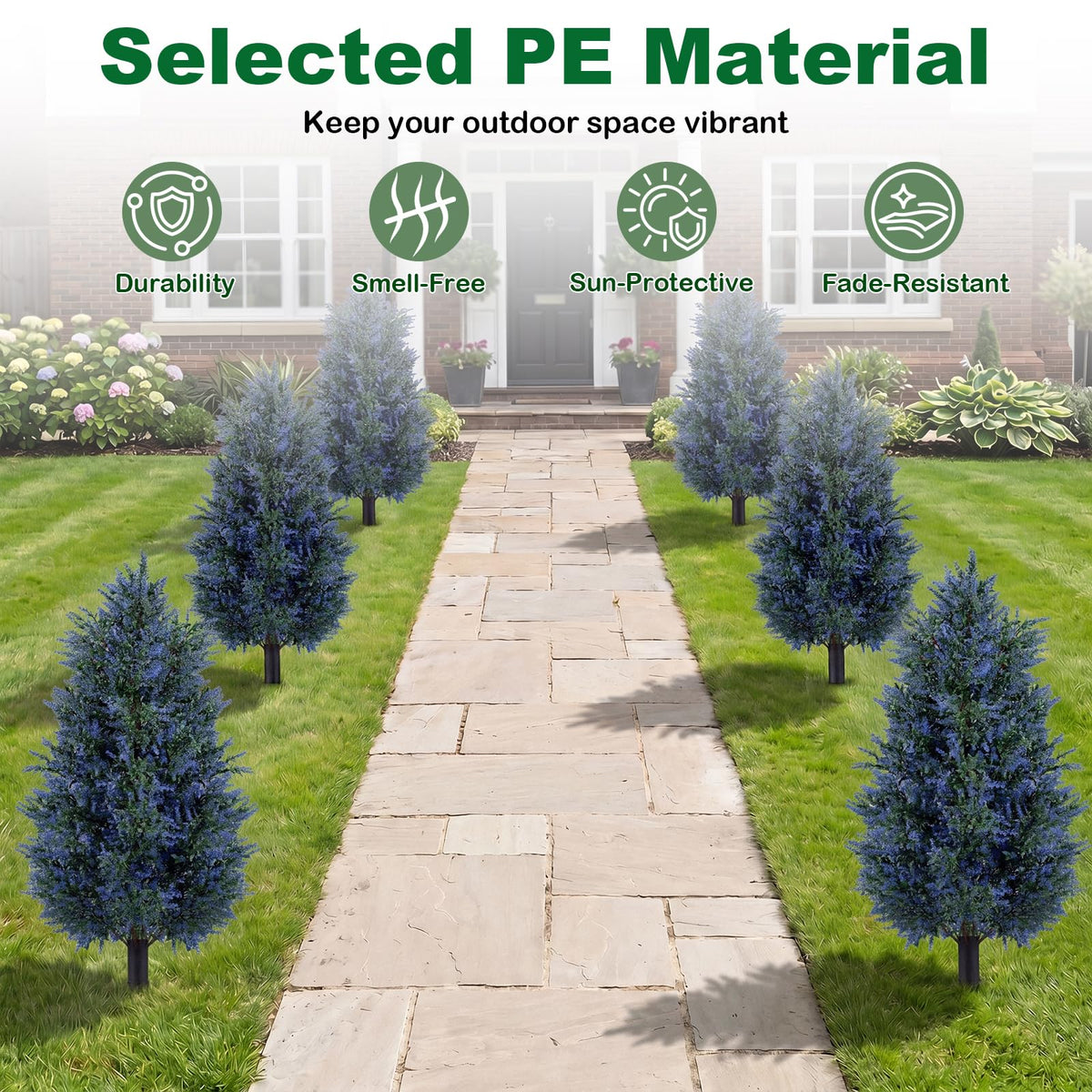 Giantex 2 Pack 100cm Artificial Lavender Topiary Trees, Sun-Resistant Faux Cone Bushes