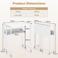 Giantex 63 cm Small Folding Desk with Smooth Rolling Wheels
