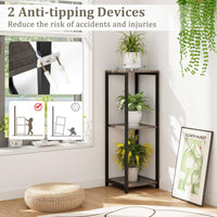 3 Tier Tall Metal Plant Stand with Anti-tipping Device for Balcony Living Room Office