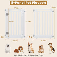 Indoor Outdoor Dog Playpen, 81cm Height, 8 Panels, Plastic Pet Fence