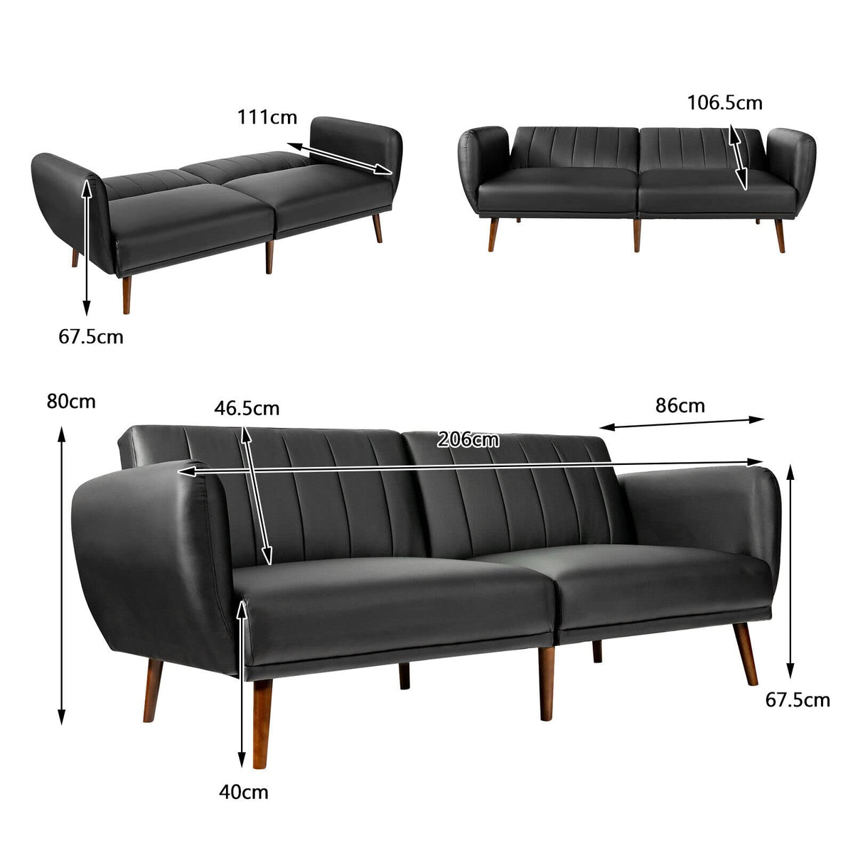 Giantex Sofa Bed, Sofa Futon w/Rubber Wood Legs