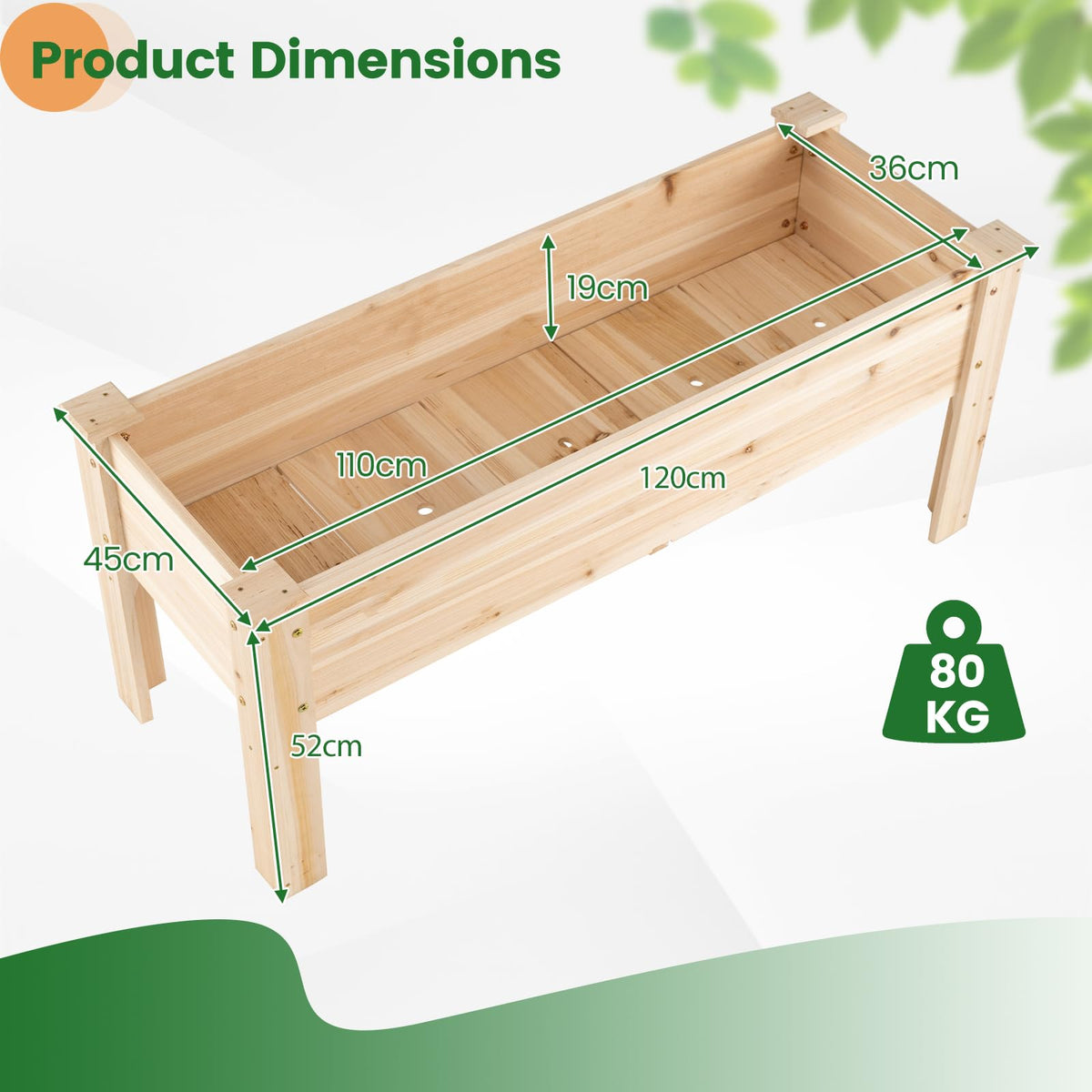 Wooden Raised Garden Bed with Legs and Drainage Holes