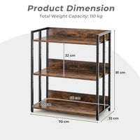 Giantex 3-Tier Bookshelf, Industrial Corner Storage Shelf with Adjustable Shelves & Metal Frame Anti-Toppling Device