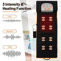 Full Body Vibration Massage Mat, w/Massage Pillow, 8 Vibration Motors, 5 Vibrating Modes (Black)
