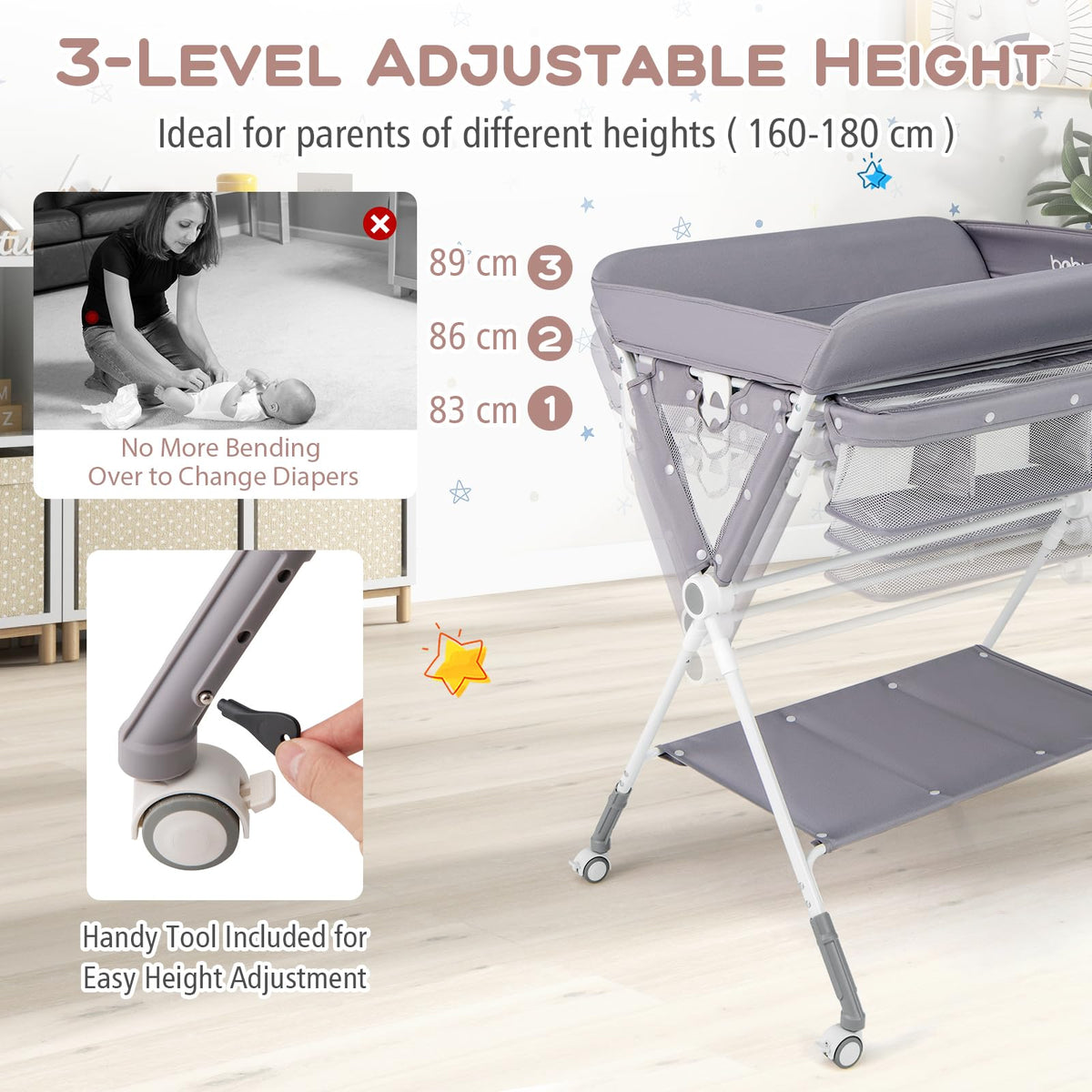 Portable Folding Baby Changing Table for Infant Newborn Nursery