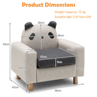 Kids Panda Sofa Toddler Chair w/Solid Wood Frame & Thick Cushion