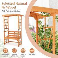 Giantex Garden Arbor with Bench - Wooden Garden Arch Trellis for Climbing Plants Vines