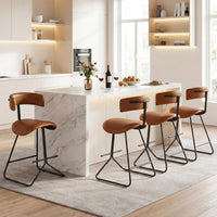 Giantex Modern Counter Height Stools Set of 2, Faux Leather Upholstered Armless Barstools