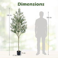 Giantex 190 cm Artificial Olive Tree with Life-Like Fruit & Leaves