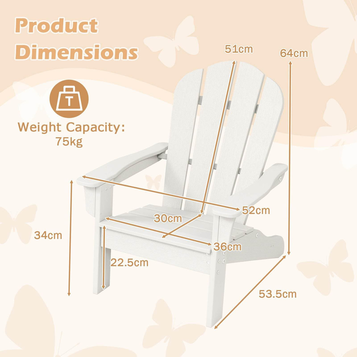 All-Weather HDPE Toddler Lawn Chair with Ergonomic Design