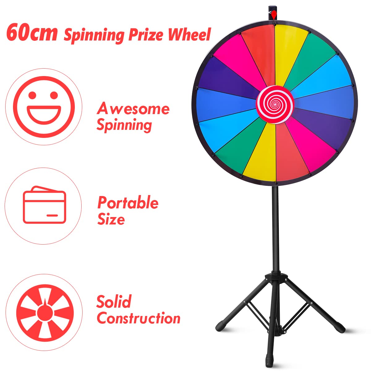 24” Spinning Prize Wheel Portable Prize Wheel with Folding Tripod