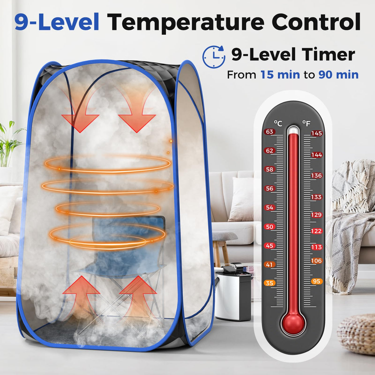 Portable Home Sauna, Full Body Steam Sauna Tent with 3L Steam Generator, Remote Control