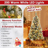 1.5M Hinged Christmas Tree with 8 Lighting Modes, Memory Function