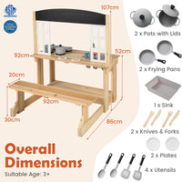 Outdoor Mud Kitchen with Stoves & Sink and Chalkboard for Kids