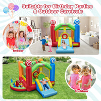 Kids Inflatable Bounce House, Candy Theme Jumping Castle w/Jumping Area with 680W Blower