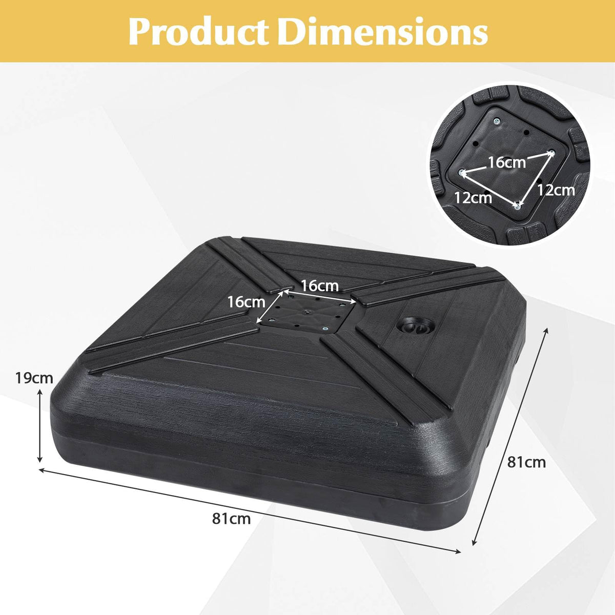 Cantilever Offset Umbrella Base w/Wheels,Heavy-Duty Patio Umbrella Weight Stand
