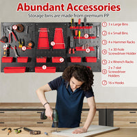 9-Bin Parts Rack Organizer with Tool Holders and Hooks