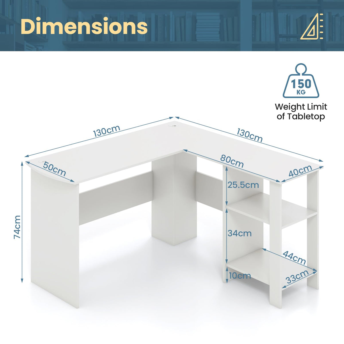 Large L-Shaped Computer Desk, Modern Home Office Writing Desk Workstation