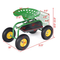 Giantex Rolling Garden Work Seat, 360 Swivel Gardening Workseat with Wheels