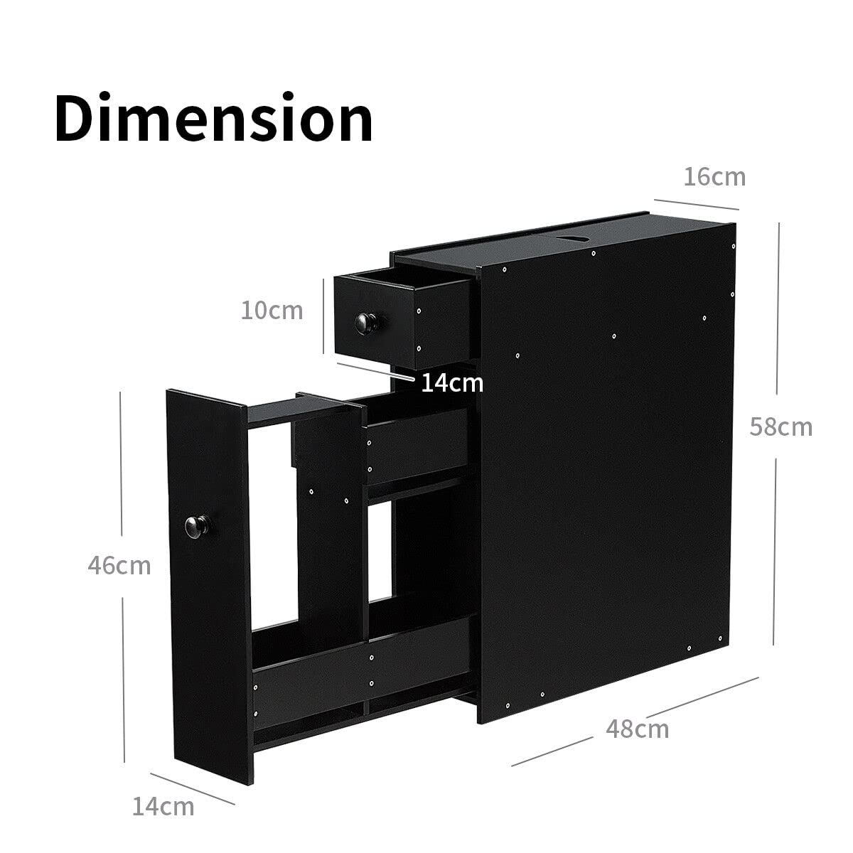 Free Standing Bathroom Floor Storage Cabinet with Drawer and Adjustable Shelf Double Door