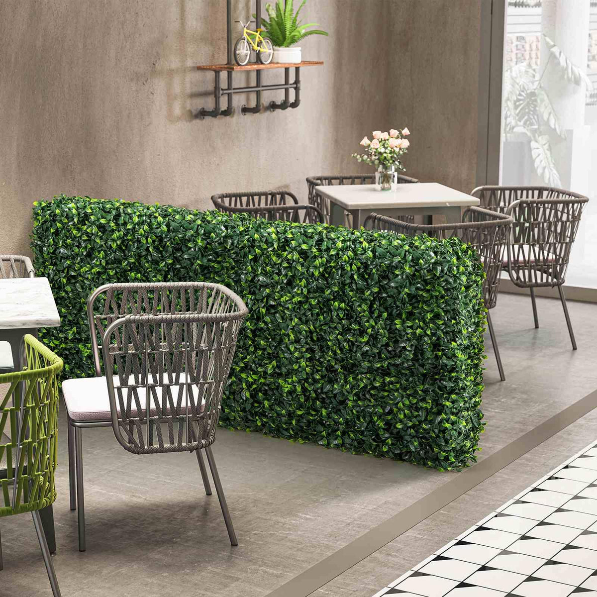 Artificial Plant Wall, Fake Boxwood Privacy Fence w/Realistic PE Leaves