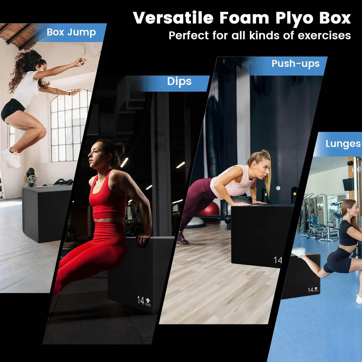 3 in 1 Foam Plyometric Box, 12/14/16 Inch Foam Jumping Box