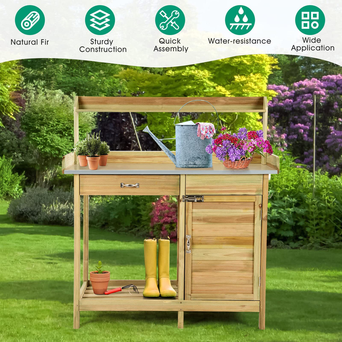 Giantex Potting Bench Table, Garden Plant Bench Workstation