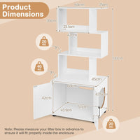 142 cm Tall 2-in-1 Cat Litter Box Enclosure w/Storage Pet House Corner Bookshelf