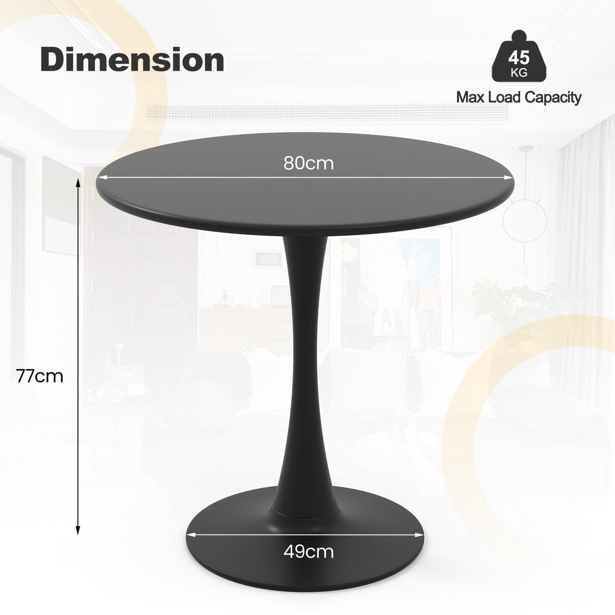 Giantex Round Dining Table, 80 cm Tulip Table with Anti-Slip PP Ring