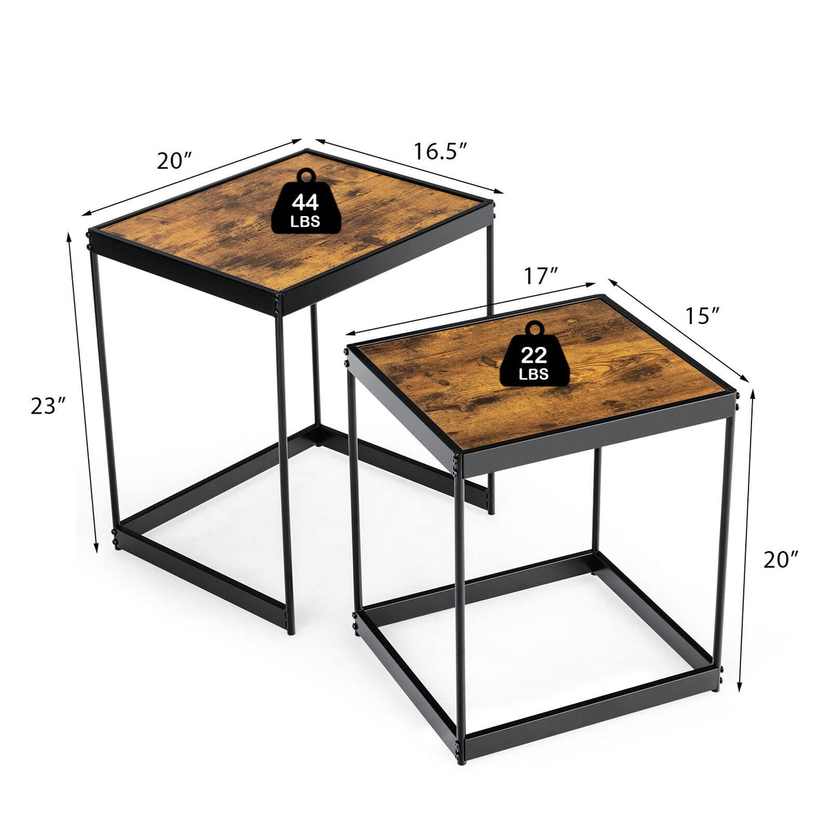 Giantex Nesting Coffee Tables, Set of 2 End Tables, Space Saving Design Side Tables