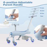 2-in-1 Kids Ride-on Push Car with LED Lighted Wheels