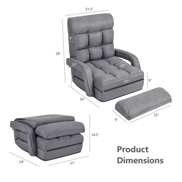 Multipurpose Lounger Chair w/Integrated Armrests & Bonus Lumbar Pillow