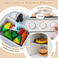 Kids Kitchen Playset, Toddler Pretend Play Kitchen with Light up Stove & Cooking Sounds