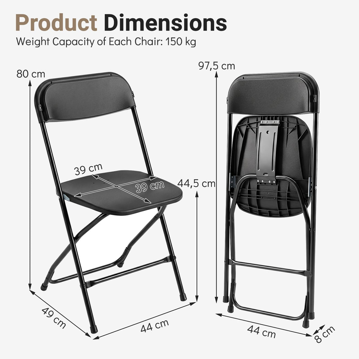 Giantex 4 Pack Folding Chairs, Portable & Foldable PP Chairs