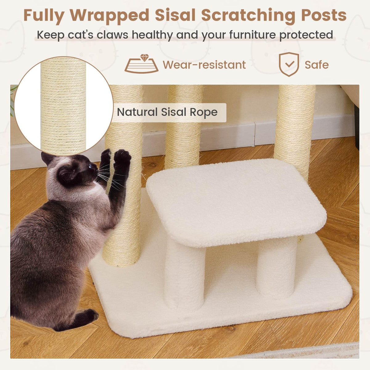 Small Cat Tree with Comfy Plush Top Perch Bed for Indoor Cats