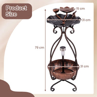 Solar Outdoor Bird Bath, Vintage Bird Bath & Feeder Combo