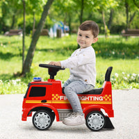 Kids Ride On Car, Benz Licensed Fire Engine w/Storage Space, Steering Wheel, Backrest