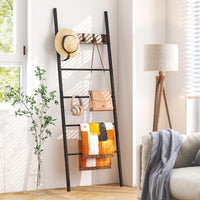 Giantex Wall Leaning Blanket Ladder, 5-Tier Ladder Shelf with 5 Removable Hooks