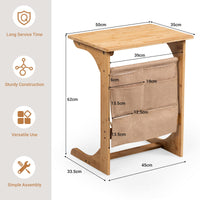 C-Shaped Sofa End Table Laptop Desk with Storage Bags for Small Space Living Room