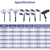 Adults/Junior Complete Golf Club Set, Golf Club Practice Set Lightweight Stand Bag w/Rain Hood