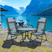 4PCS Patio Dining Chairs & Ottoman, Folding Recliner Chair W/ 7-Position Adjustable Backrest