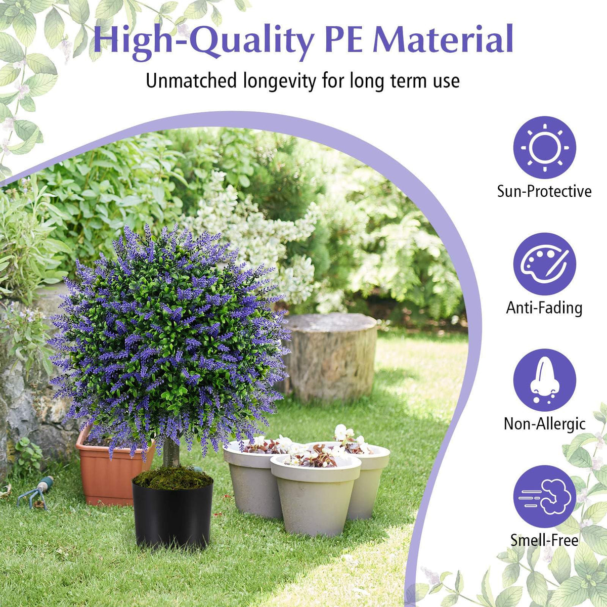 2PCS Artificial Lavender Topiary Ball Trees