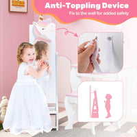 Kids Jewelry Cabinet with Full-Length Mirror and Foldable Drawer